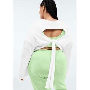 Fabletics Skye Tie Plus Women's Size 3X White Open Back Pullover Sweatshirt